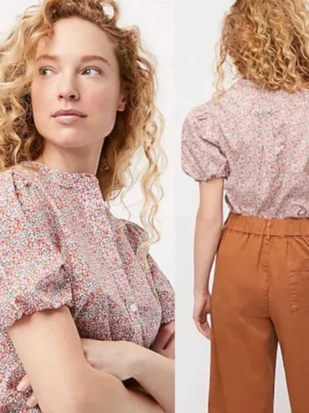 J.Crew Eloise Floral Liberty Fabric Puff Sleeve Button Down Blouse